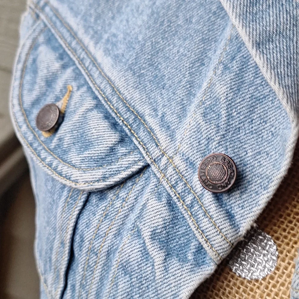 Vintage 90s Great Land trading company cropped denim vest size small - Picture 8 of 11